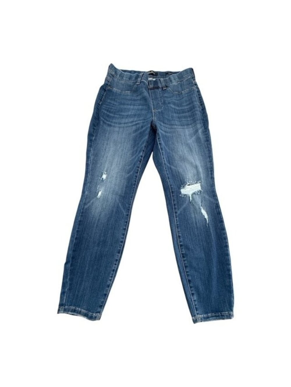 Judy Blue Skinny Fit Jeans Sz 14 Pull on 32x27 Blue Denim Stretch Distressed